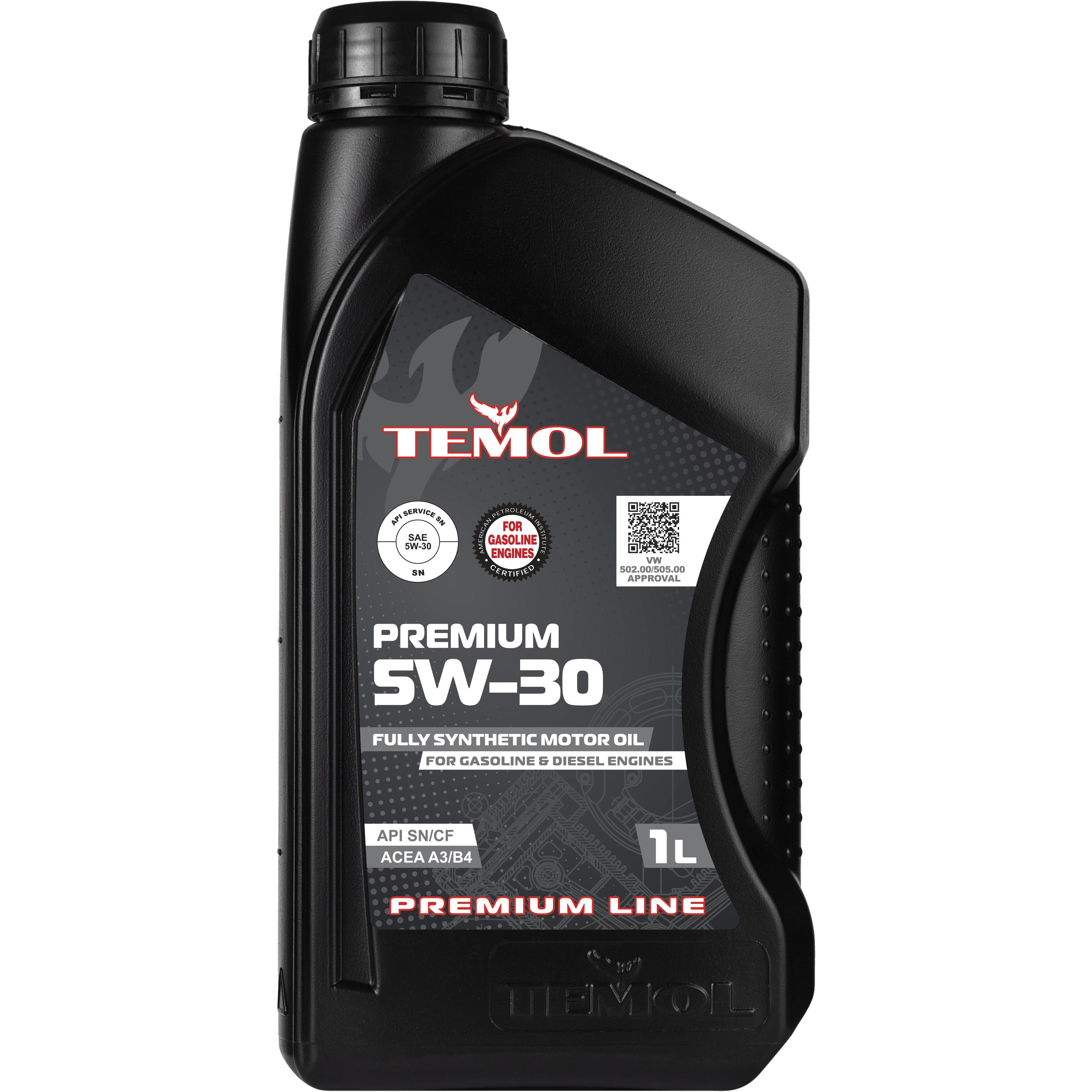 Моторне мастило для бензинових та дизельних двигунів Temol Premium 5W-30 SN/CF 1 л