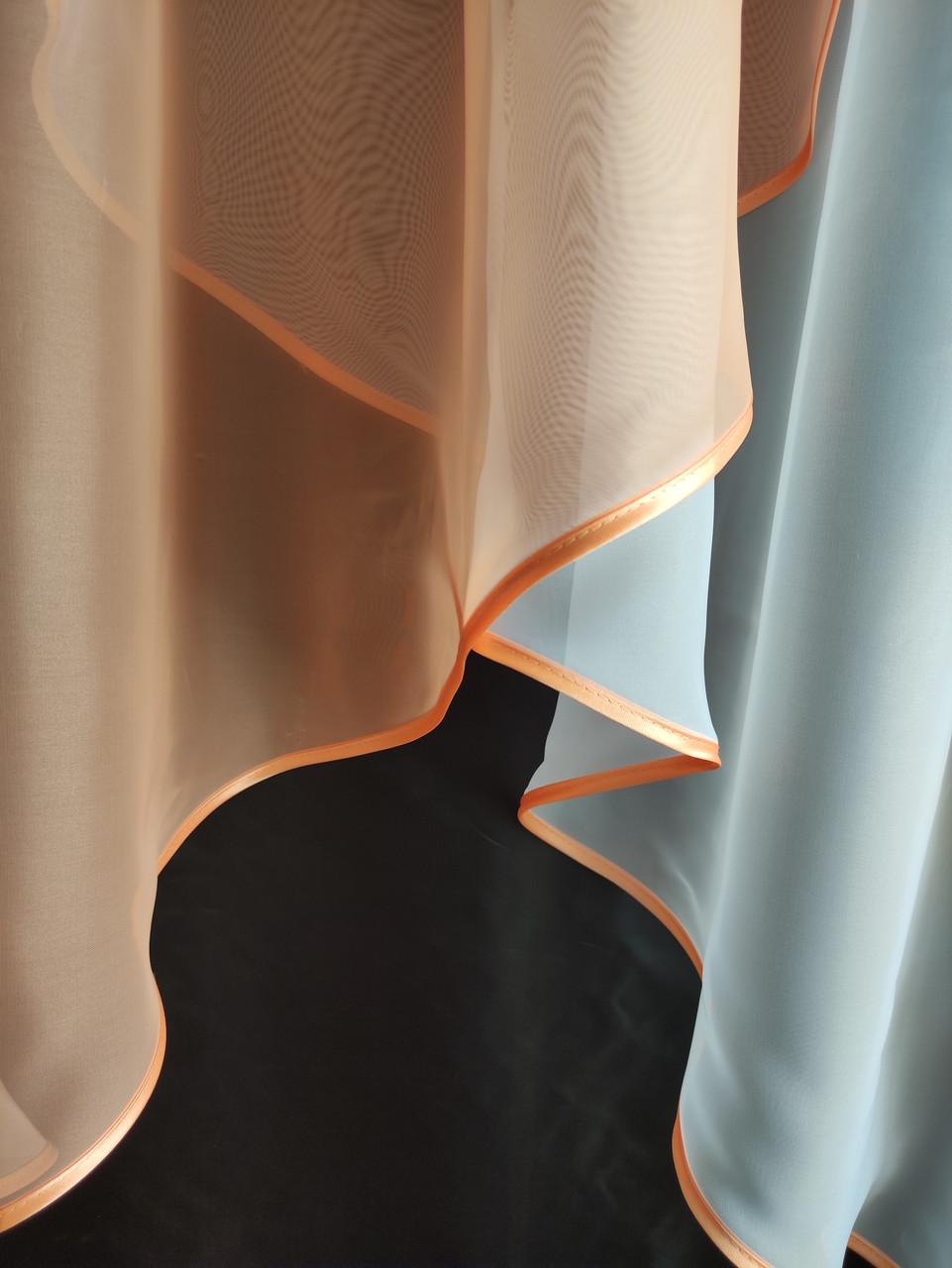 Занавеска шифоновая 300х170 см Белый с персиковым (уш-01п) - фото 2 Занавеска шифоновая 300х170 см Белый с персиковым (уш-01п) - фото 2