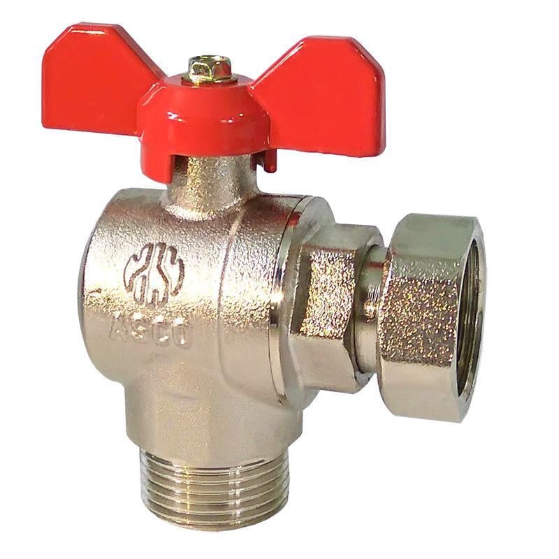 Кран кульовий ASCO з накидною гайкою кутовий 1/2" ЗВ (RS-NP-VURB11)