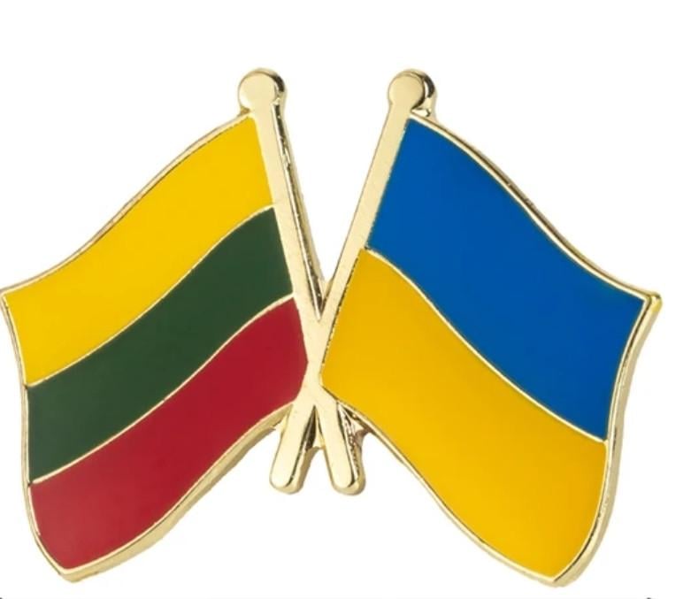 Значок-пин двойной friendship flag Украина-Литва