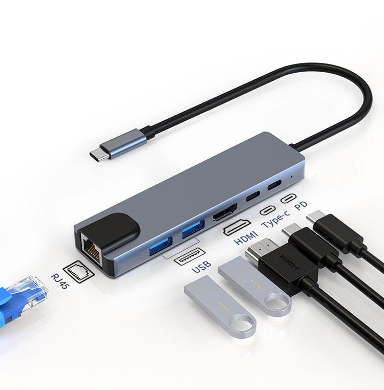 Хаб USB для макбука DP Type C 4k HDMI PD USB C 2 USB 3.0/3.1 RJ45 LAN - фото 15