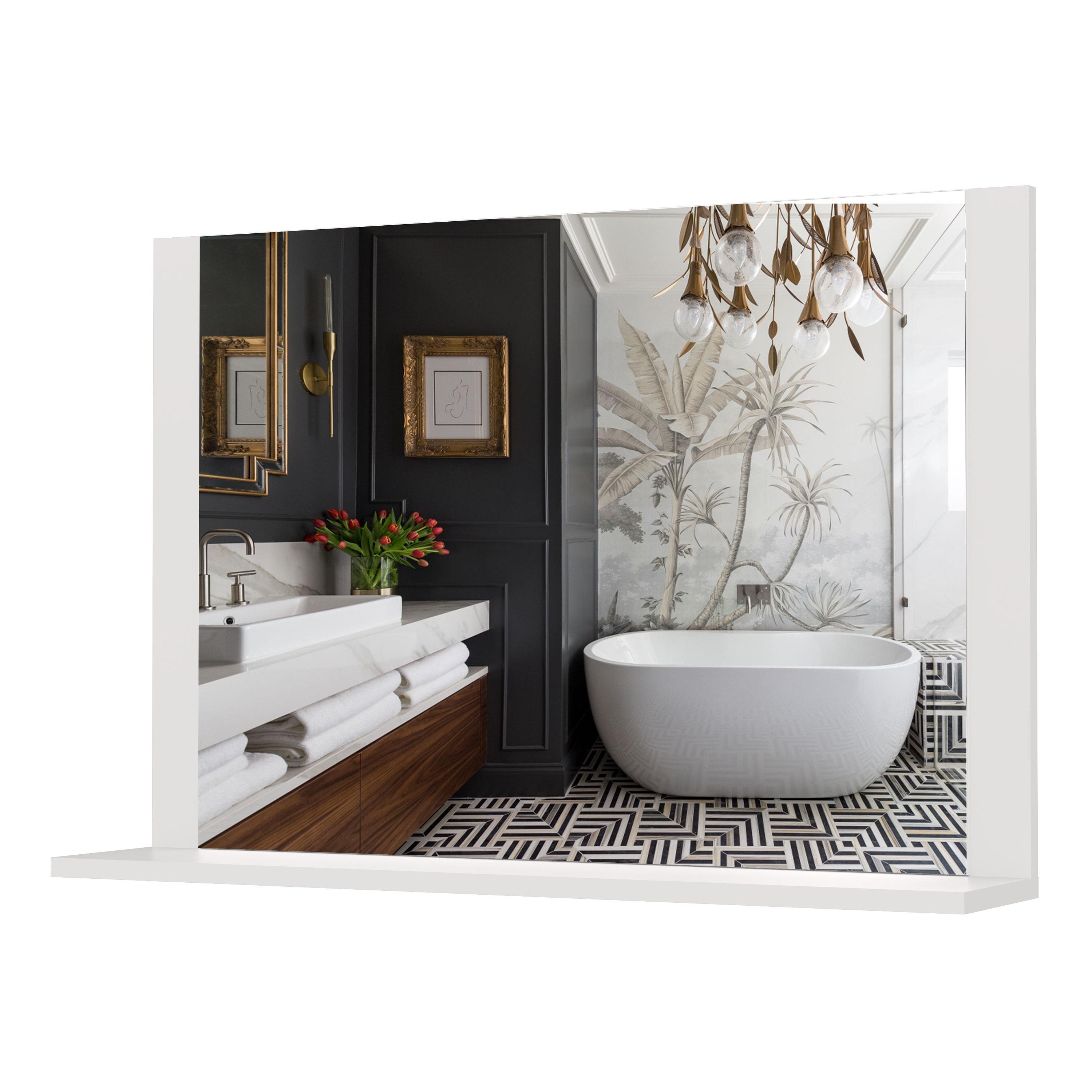 Зеркало настенное MEBLIBUD MARY прямоугольное с полкой 54,6х60х16,6 см Белый