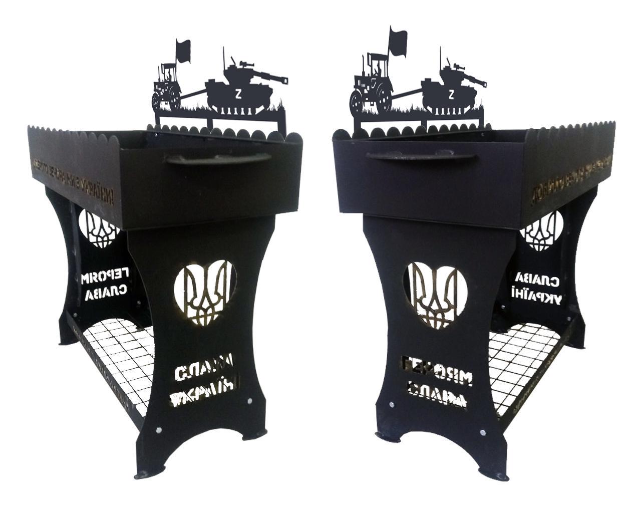 Мангал Kram-kovka Тракторні війська із дровницею 3 мм - фото 2