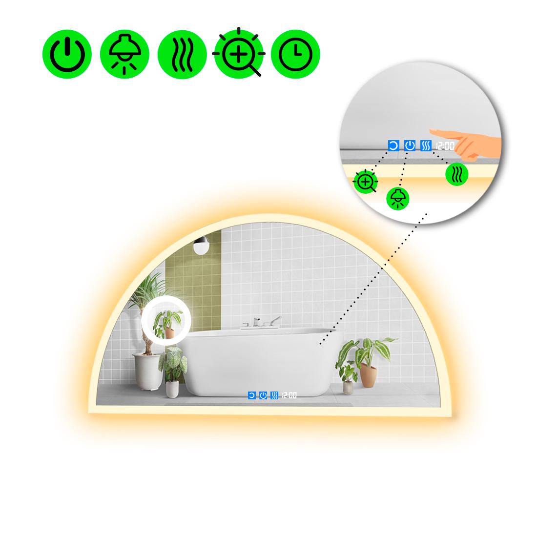Зеркало с LED подсветкой Cerhio 3 с тремя сенсорами 130x65 см (8737076)