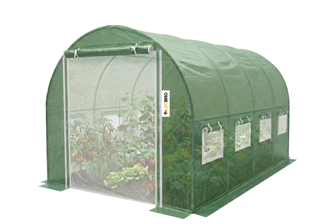Теплица садовая LEOBRO с окнами москитной сеткой и армированной пленкой 10 м2 Зеленый (LBG109-GRN)