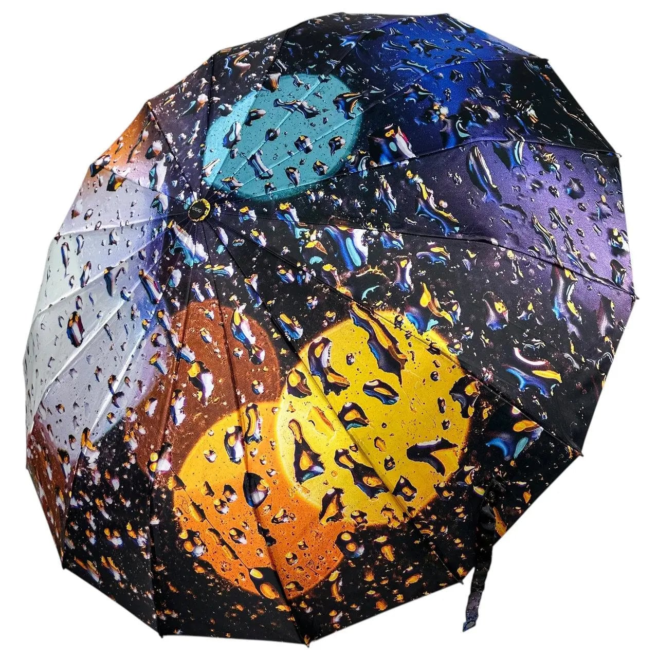 Зонт автомат женский Три Слона 7521-1 на 16 усиленных спиц 3 сегмента сатиновый купол капли дождя Коричневый