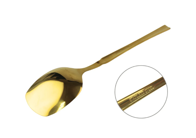 Лопатка кухонная из нержавеющей стали 25 см Золотой - фото 3