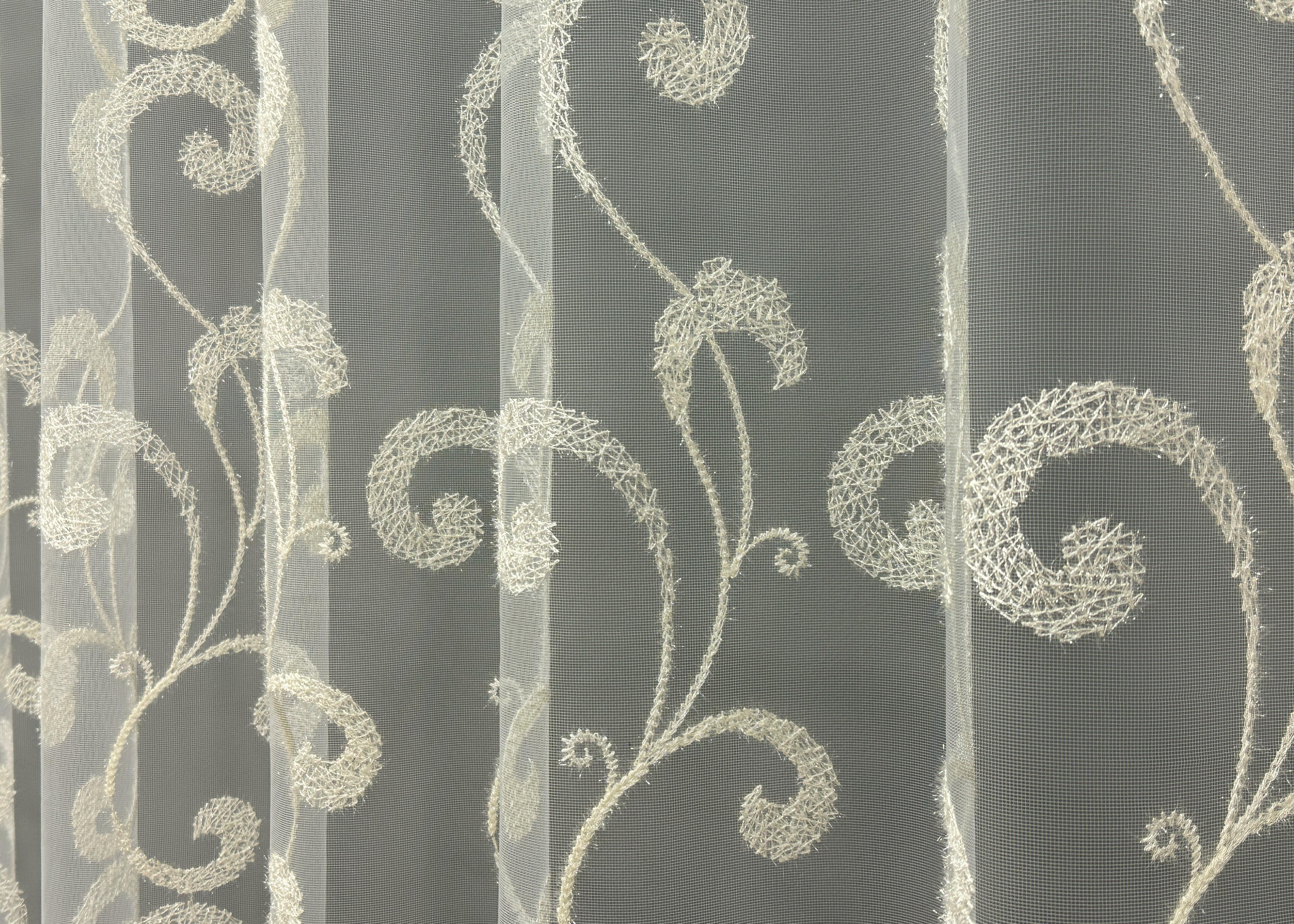 Тюль VR-Textil 1684т Фатін з вишивкою та люрексом 300х270 см Молочний (42-0727) - фото 6 Тюль VR-Textil 1684т Фатін з вишивкою та люрексом 300х270 см Молочний (42-0727) - фото 6