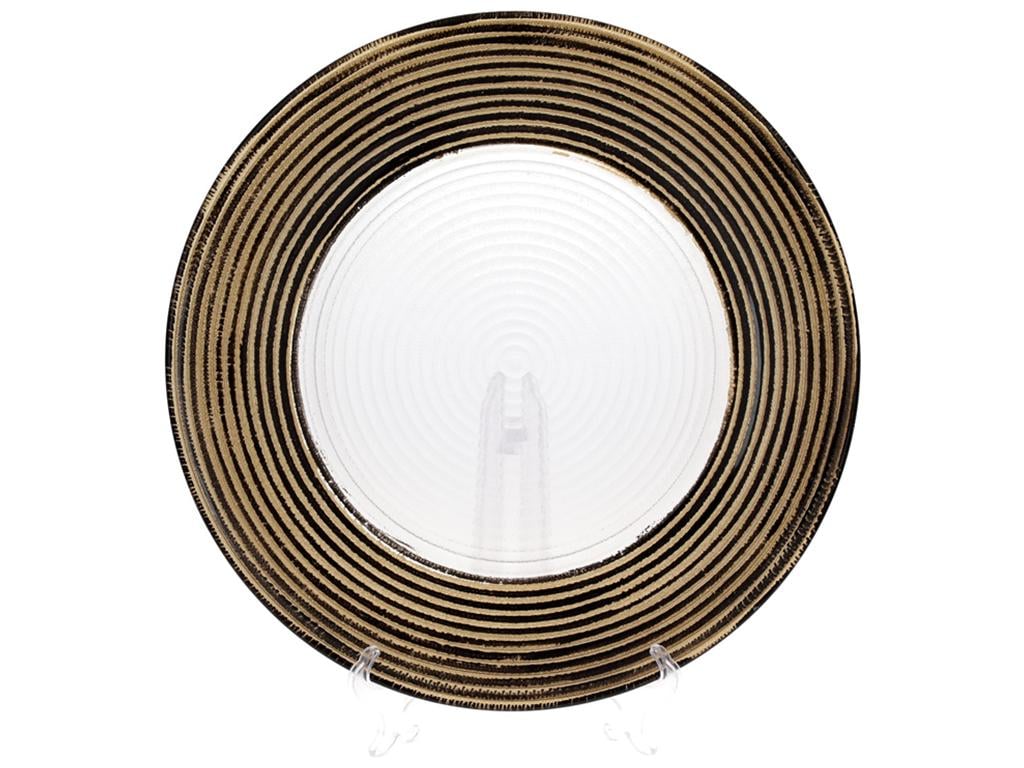 Тарелка сервировочная 33 см Прозрачный с золотым (BDI-587-035)