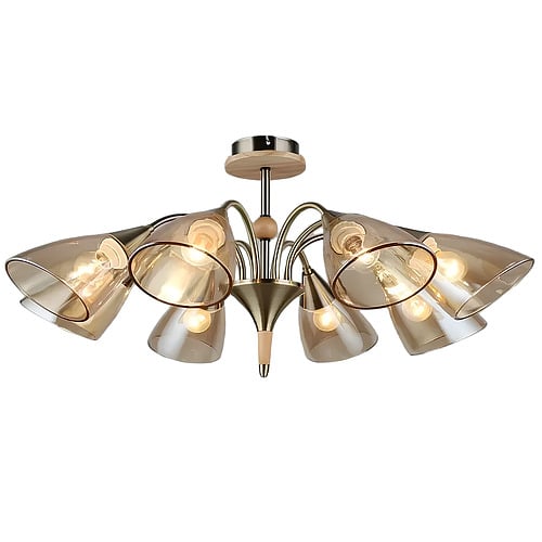 Люстра Svet на восемь ламп Е27 со стеклянными плафонами Бронзово-золотой (SR-N5024/8 AB+WOOD) Люстра Svet на восемь ламп Е27 со стеклянными плафонами Бронзово-золотой (SR-N5024/8 AB+WOOD)