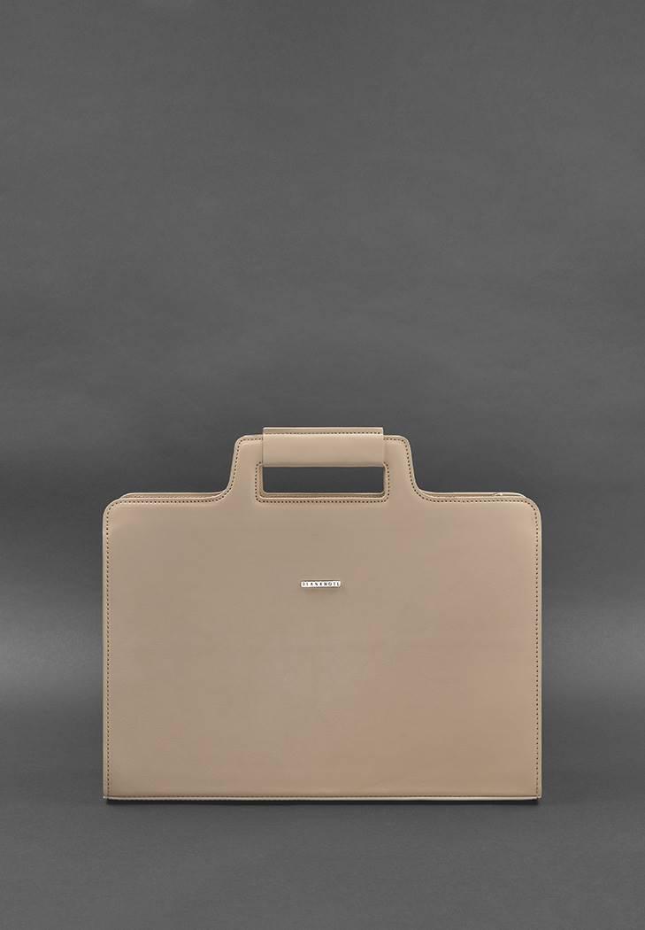Женская сумка кожаная для ноутбука и для документов Светло-бежевый (A-027532) - фото 4 Женская сумка кожаная для ноутбука и для документов Светло-бежевый (A-027532) - фото 4