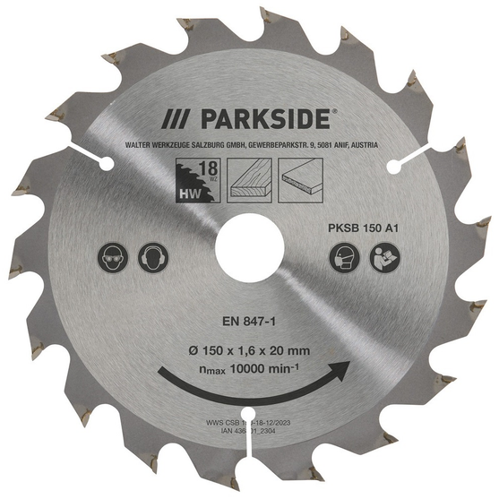 Диск пильный PARKSIDE PKSB-150-A1 с твердосплавными напайками 150 мм 18 зубов (3_07436)