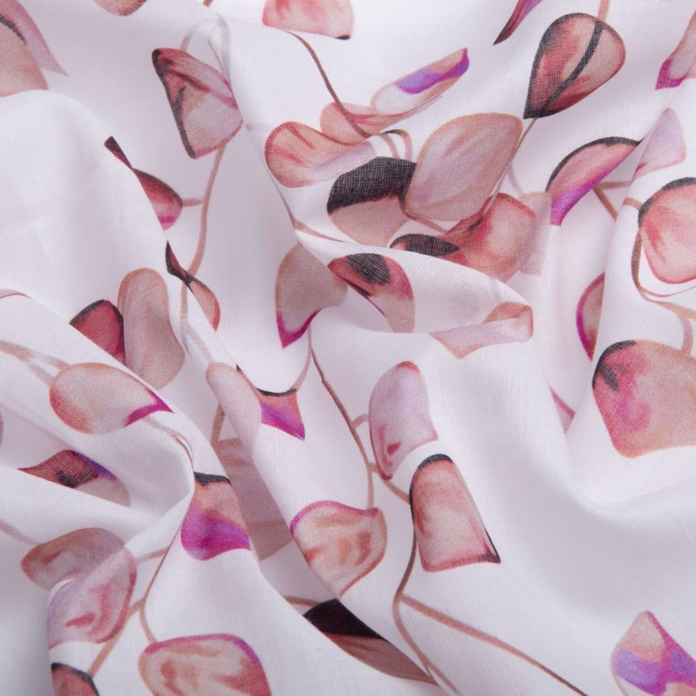 Ткань Батист Листочек хлопок Марсала (25398)