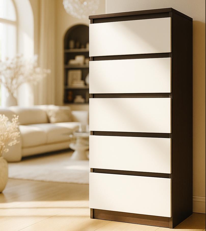 Комод Мастер Форм Брайт телескопічні напрямні 500х376х1170 мм Венге магія/Білий (20165) Комод Мастер Форм Брайт телескопічні напрямні 500х376х1170 мм Венге магія/Білий (20165)