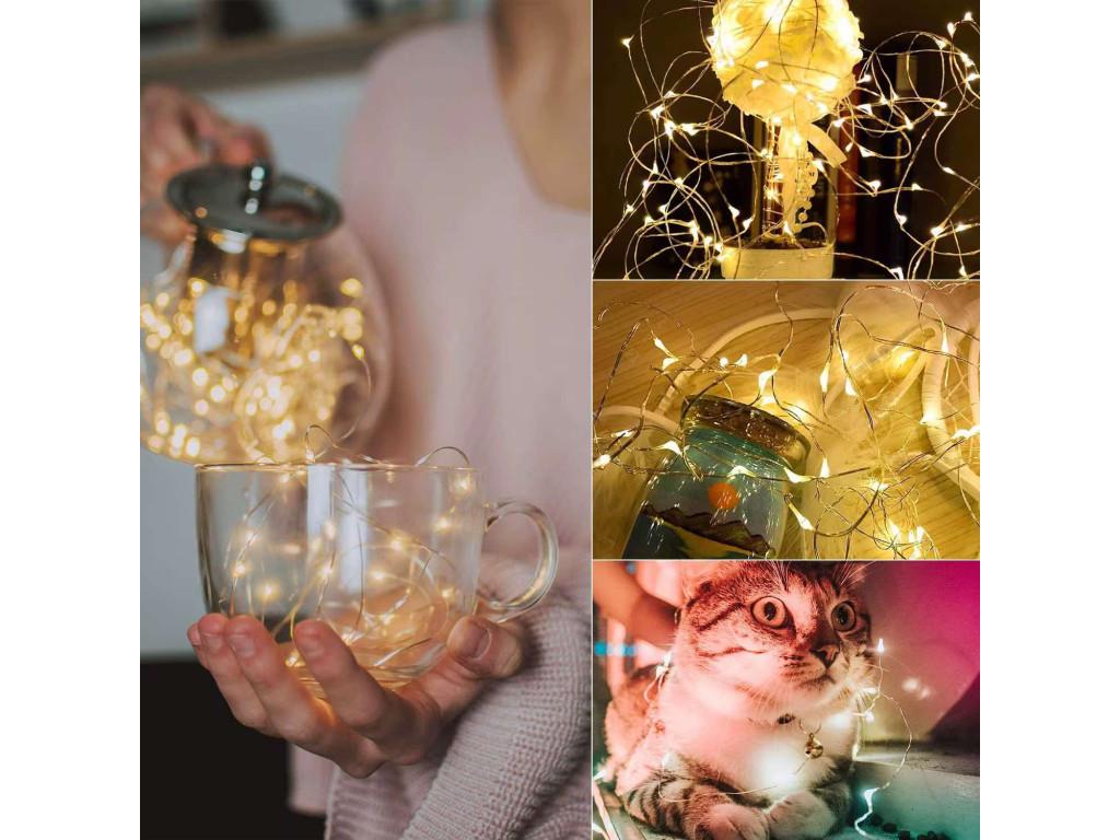 Гирлянда Роса на батарейках 100LED 10 м Теплый белый (30105896) - фото 2 Гирлянда Роса на батарейках 100LED 10 м Теплый белый (30105896) - фото 2