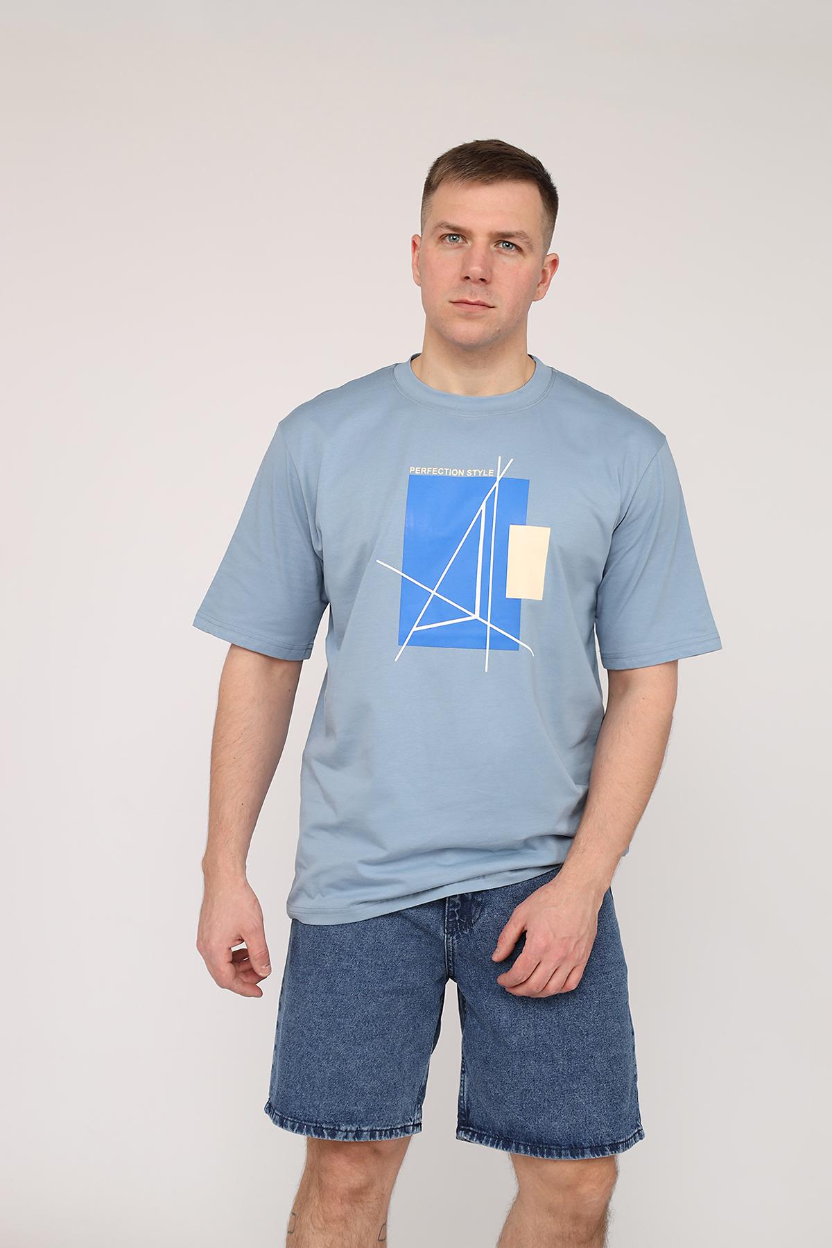 Футболка мужская ЦБ-00269895 с коротким рукавом р. 54 Синий (SKT001044570)