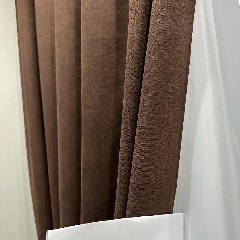 Комплект штор микровелюр 2 шт. 1,5х2,7 м готовые на шторной тесьме 6 см Коричневый (petek-V13) - фото 4 Комплект штор микровелюр 2 шт. 1,5х2,7 м готовые на шторной тесьме 6 см Коричневый (petek-V13) - фото 4