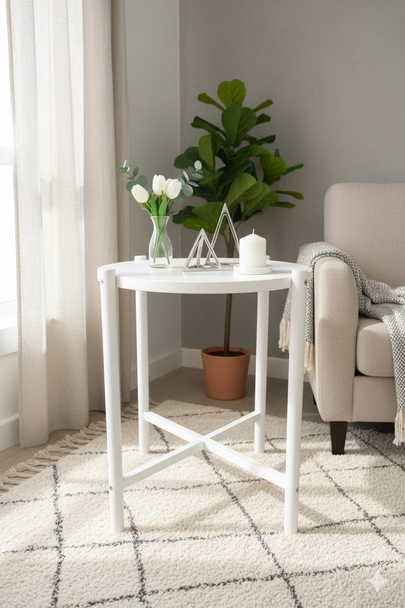 Журнальний столик круглий з натурального бука дворівневий Білий 56 см Білий (29889348) - фото 2 Журнальний столик круглий з натурального бука дворівневий Білий 56 см Білий (29889348) - фото 2