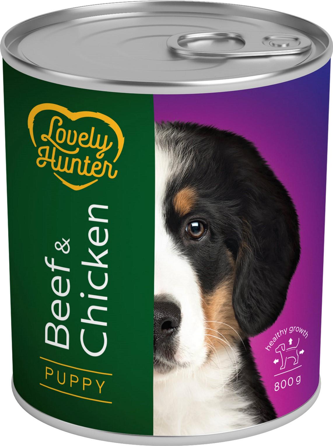 Корм вологий для цуценят Lovely Hunter Puppy з яловичиною та куркою 800 г (4771317453518) - фото 1 Корм вологий для цуценят Lovely Hunter Puppy з яловичиною та куркою 800 г (4771317453518) - фото 1