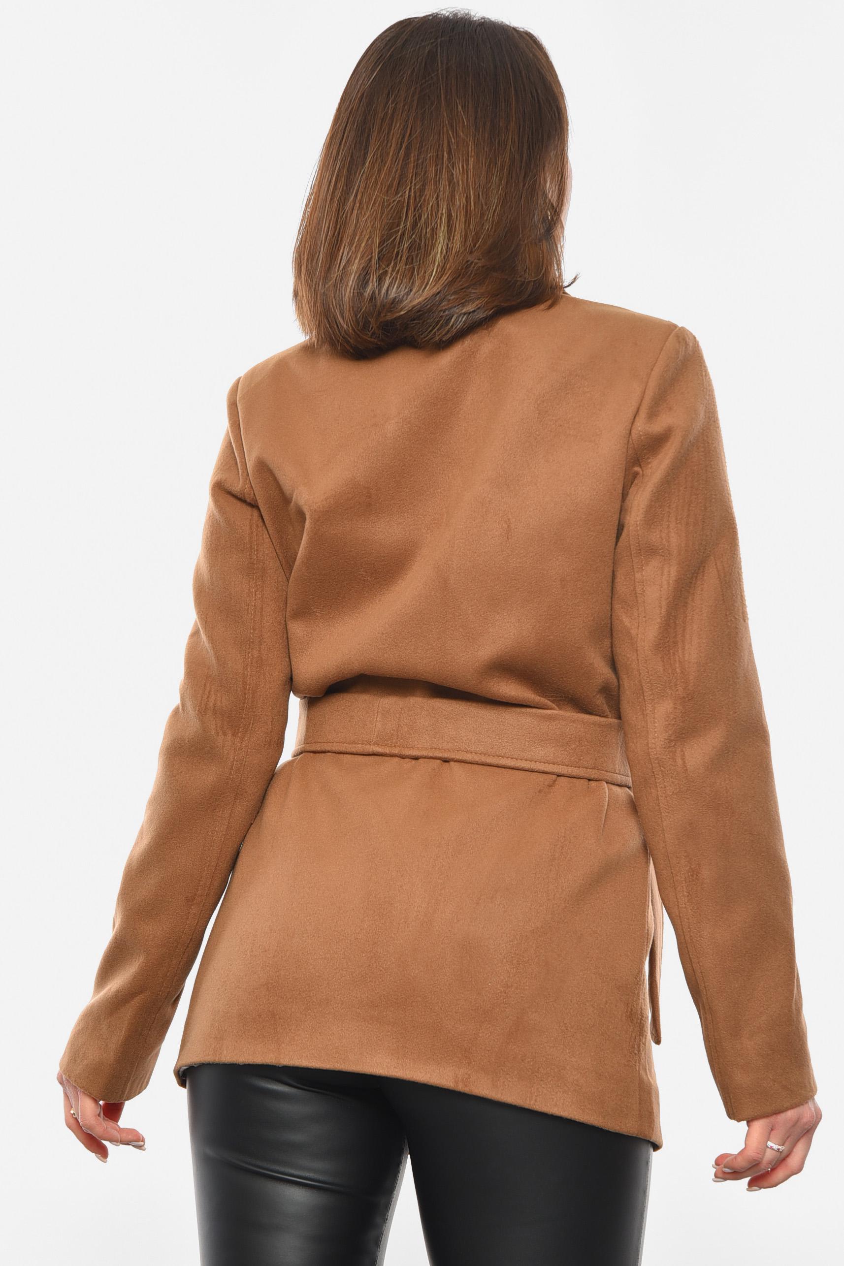 Пальто жіноче на запах L Коричневий (193361) - фото 3