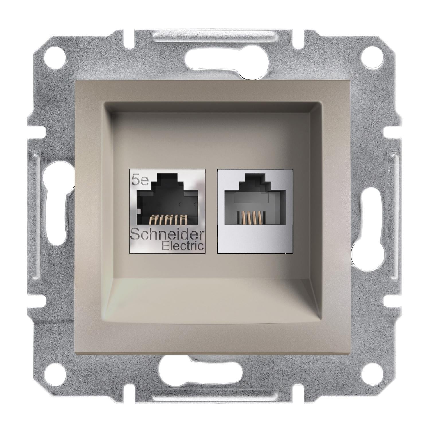 Розетка компьютерная/телефонная Schneider Electric Asfora RJ45/RJ12 5Е UTP Бронзовый (EPH4900169)