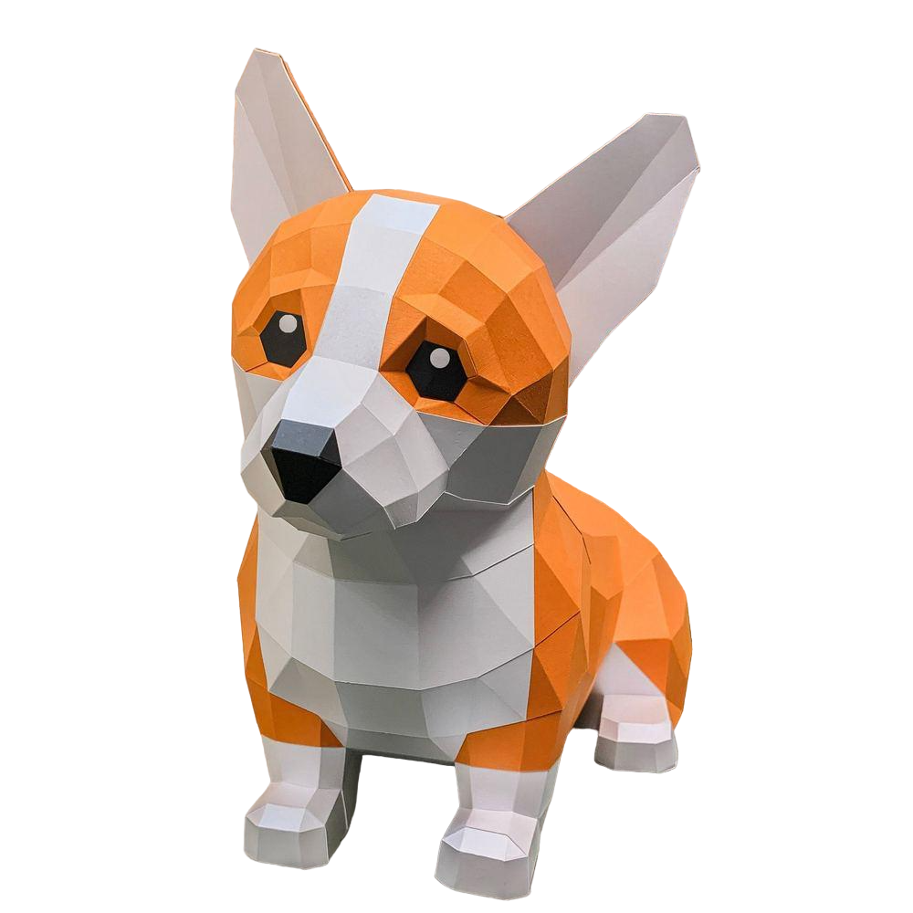Конструктор 3D Корги Оранжевый/Белый (9523)