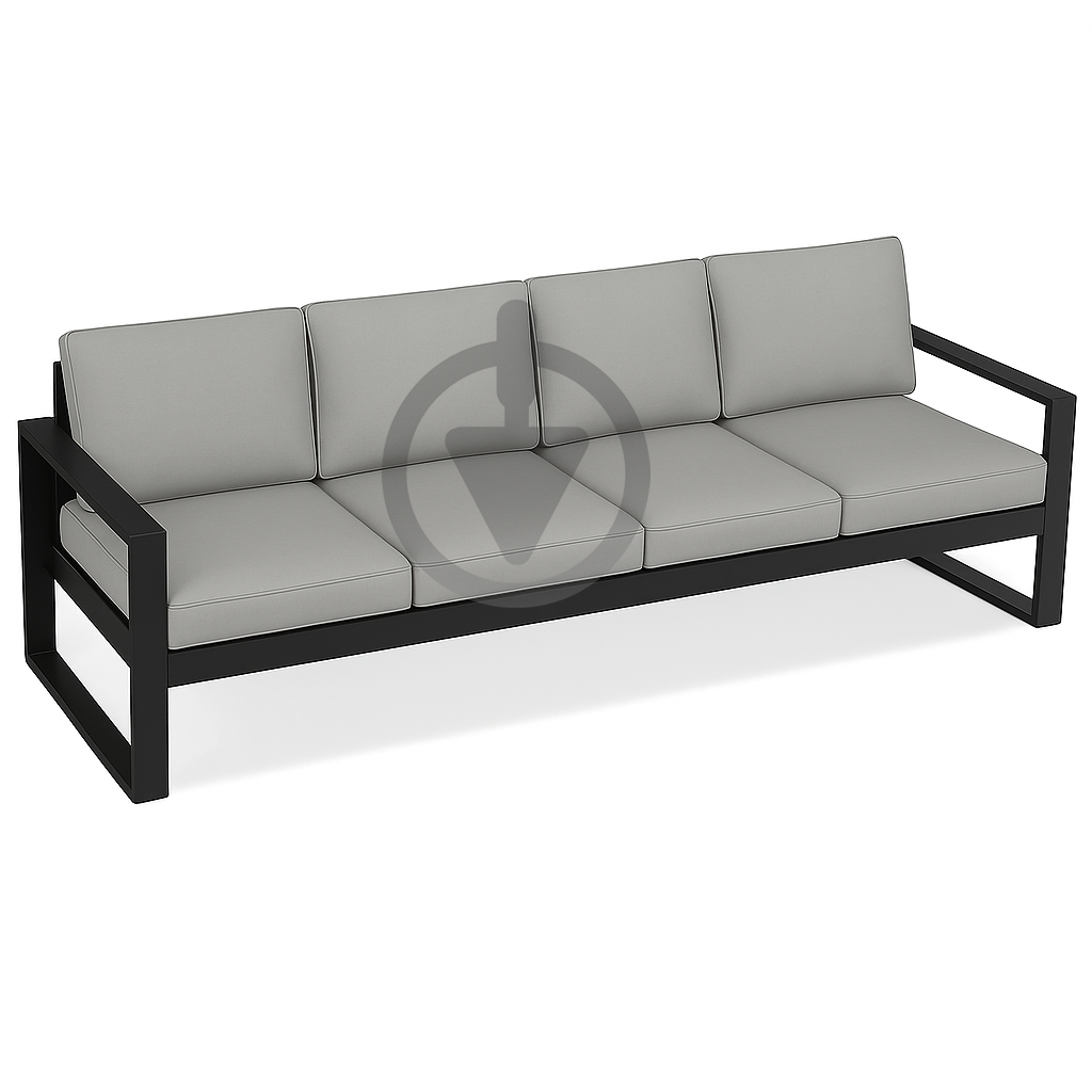 Диван металлический AVVS Бостон лофт с подлокотниками рогожка 250 см Светло-серый - фото 1