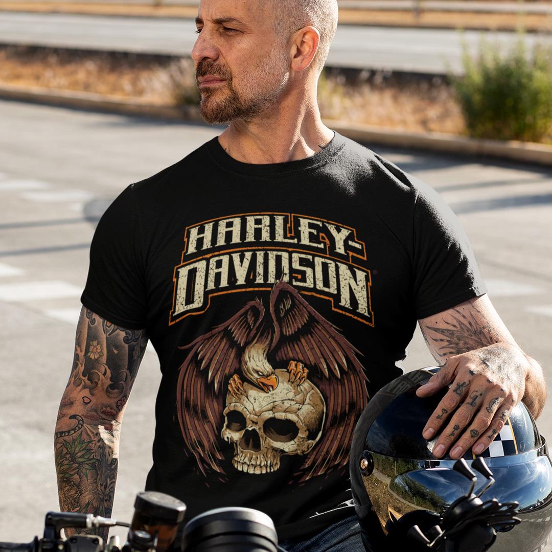 Футболка унисекс Harley Davidson Eagle And Scull XL Черный (00000011421)