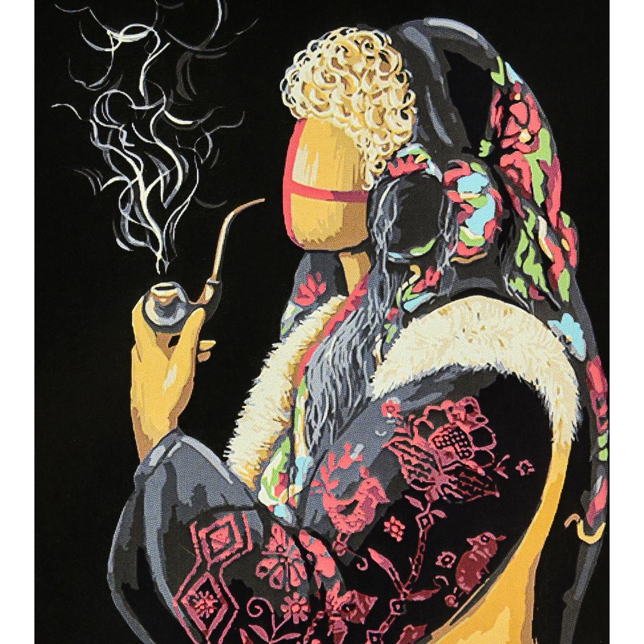 Картина по номерам Strateg Премиум Ладанна на черном фоне с лаком 40х50 см (AH1145)