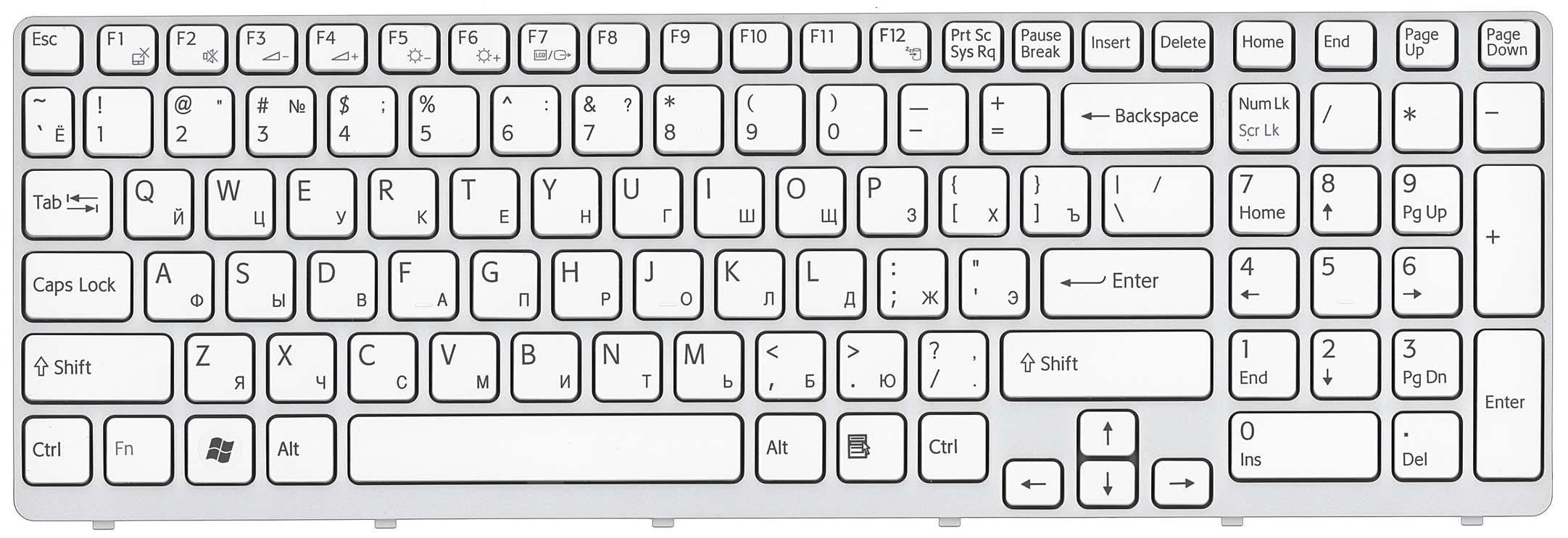 Клавиатура для ноутбука Sony Vaio SVE15/SVE1511V1R White Frame White