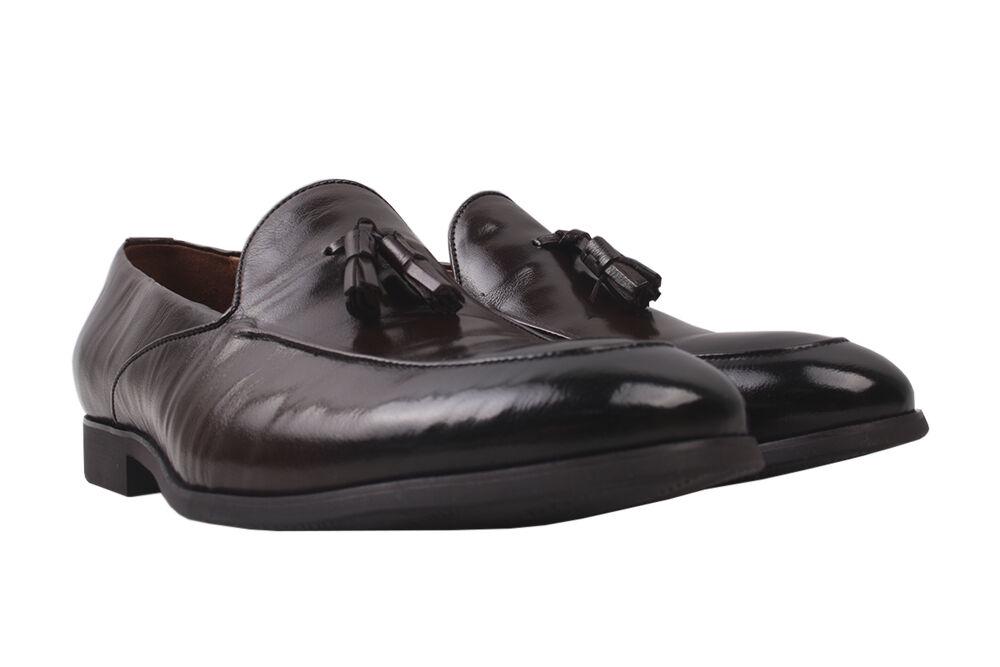 Туфли-лоферы мужские Lido Marinozi из кожи р. 40 Коричневый (176-20DT)