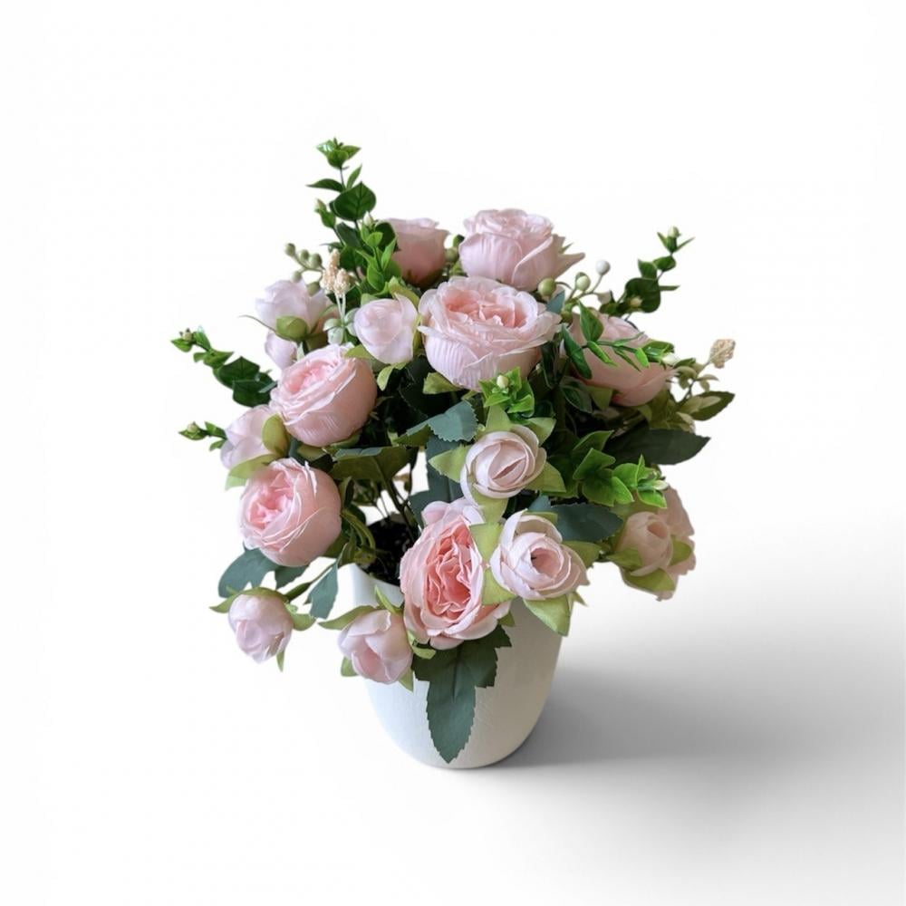 Букет пионов в кашпо ПЛАСТМАКС Светло-розовый (R1404)