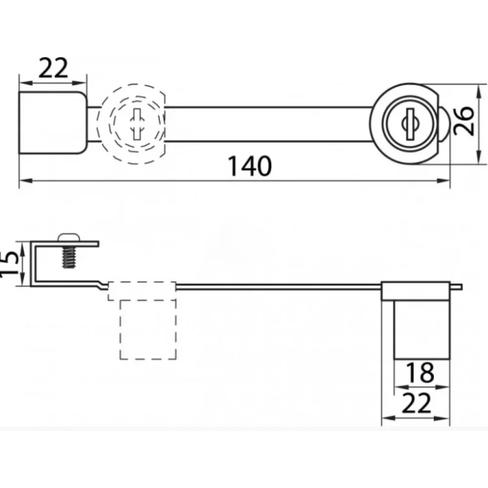 Меблевий замок Sigma 328 для розсувних скляних дверей Хром 2 ключі (ZM0610) - фото 2