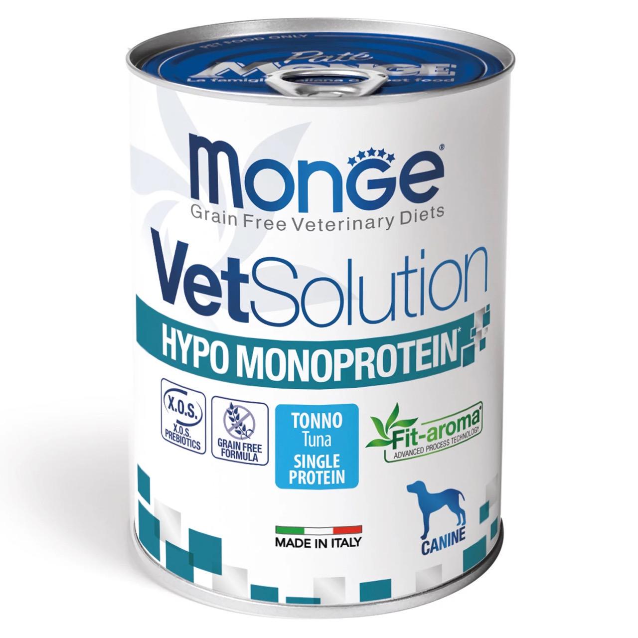 Корм влажный Monge VetSolution Wet Hypo Canine Tonno гипоаллергенен для взрослых собак 400 г (8009470082037)