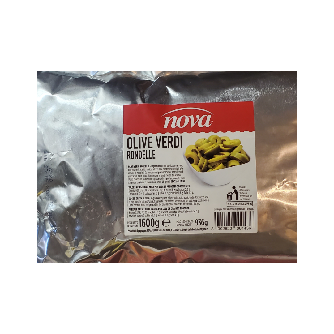 Оливки зеленые Nova нарезанные кольцами 1,6 кг (37764130)
