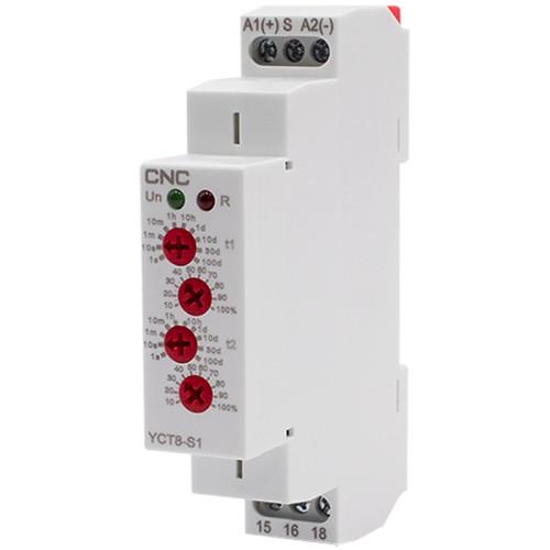 Реле витримки часу модульне циклічне CNC YCT8-S1 AC/DC 12-240V 1 С/О 16А АС1 250V/DC 24V (27872207)