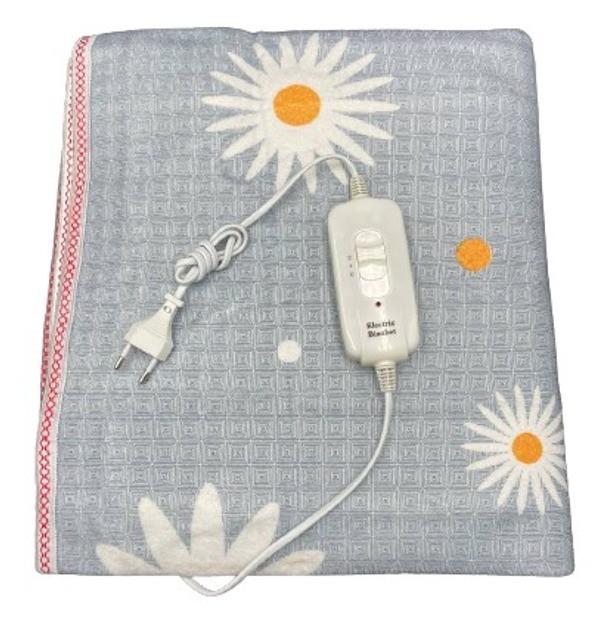 Электропростынь односпальная плотная Royan с ромашкой байка 70х150 см Серый - фото 4 Электропростынь односпальная плотная Royan с ромашкой байка 70х150 см Серый - фото 4