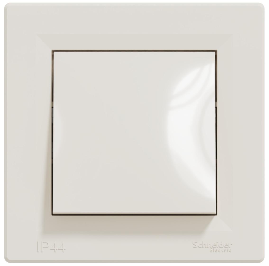 Выключатель одноклавишный IP44 Asfora Schneider Electric Кремовый (EPH0100223)