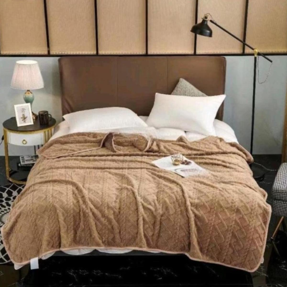 Плед пушистый Koloco Ромбик евро 200х220 см Коричневый (37162)