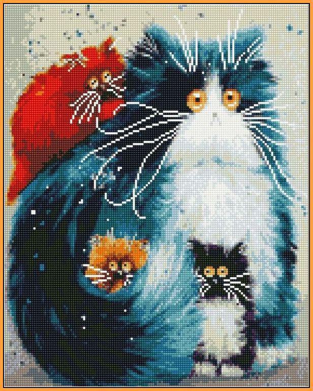 Алмазная мозаика Турбо Мама кошка 40x50 см (ST874)