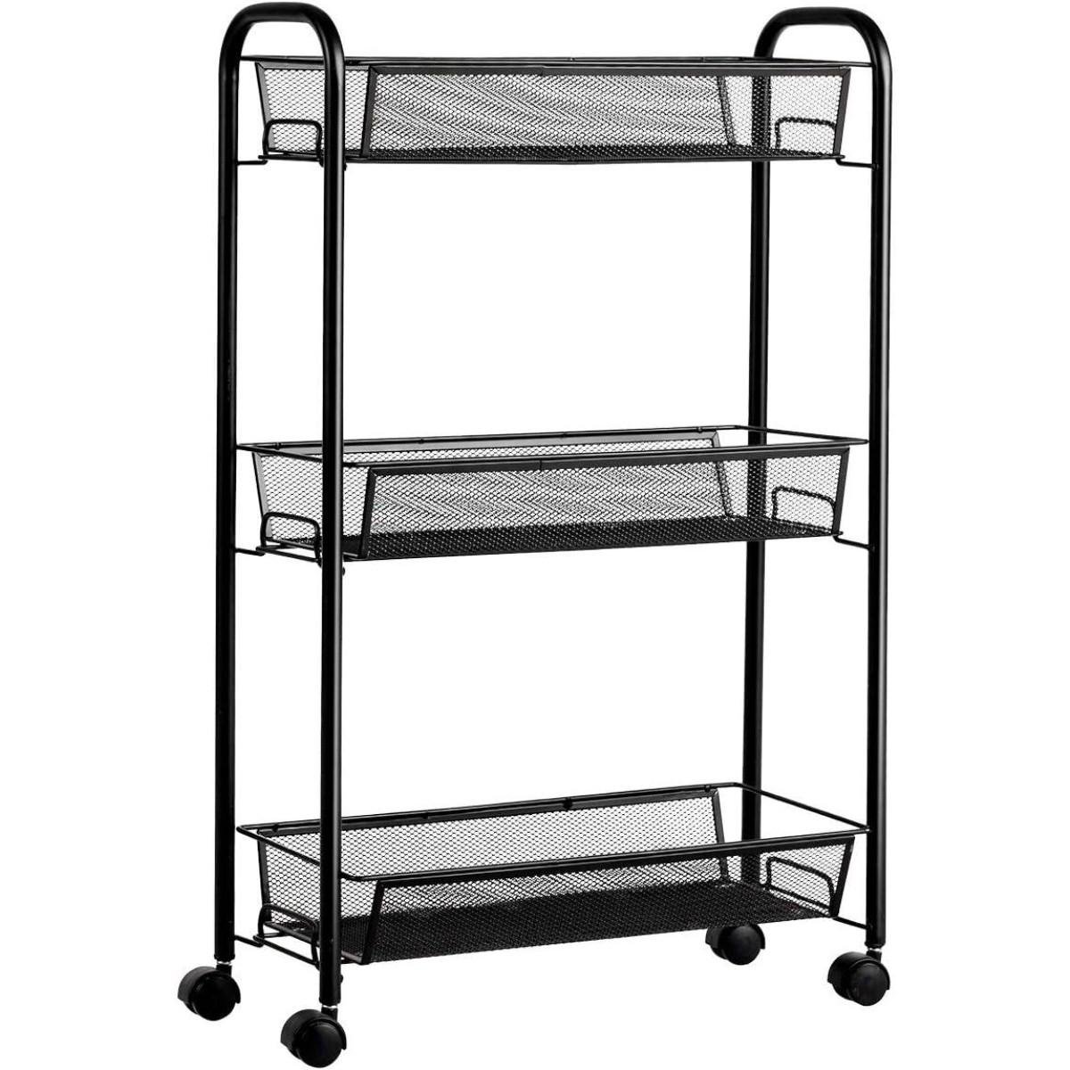Этажерка на колесах Modern Home 3 яруса 44х25х63 см Черный (M50288-3BL)