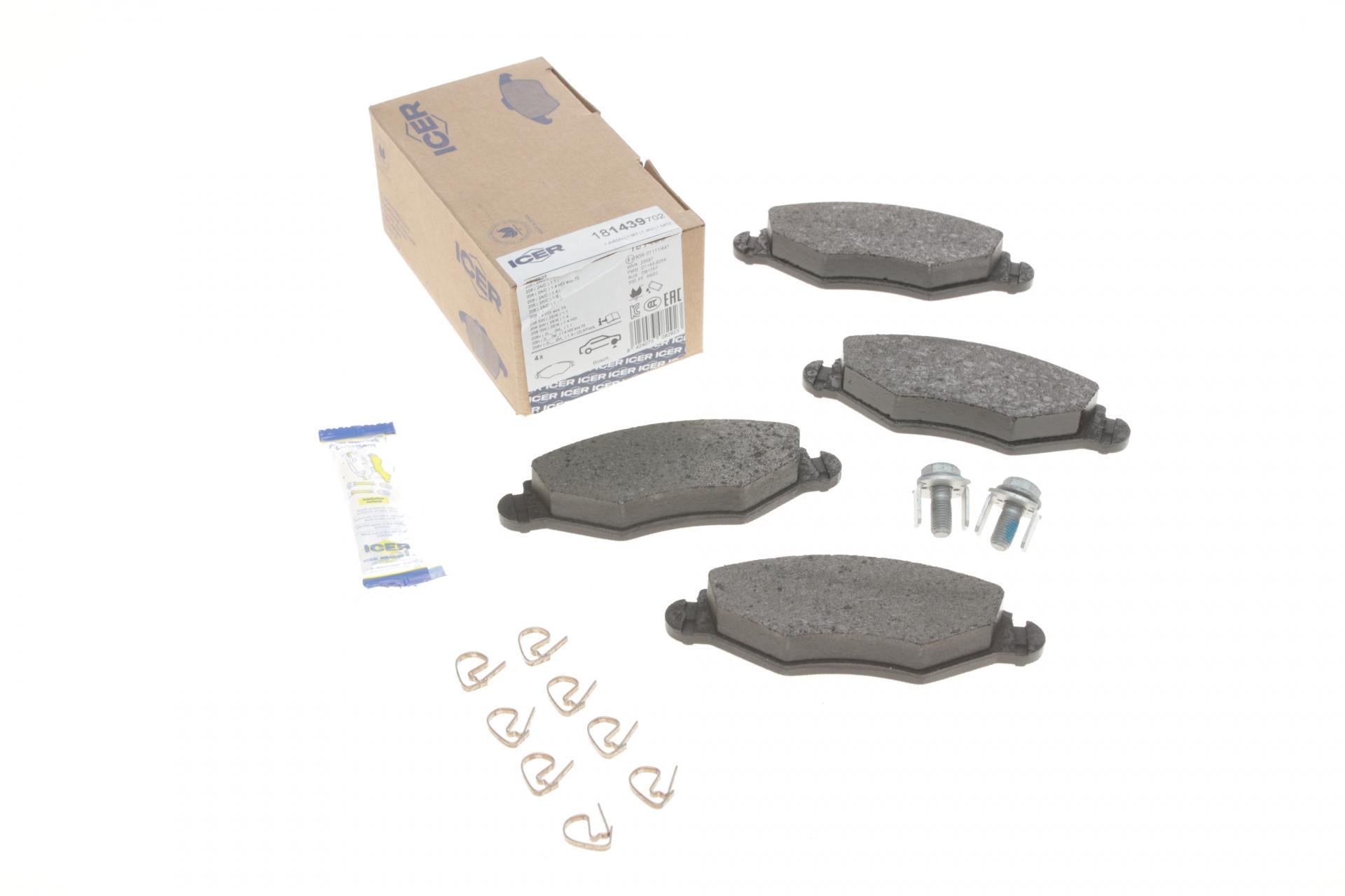 Колодки тормозные передние ICER для Peugeot 206 98-/Peugeot 206+ 09-13/Peugeot 306 93-01 (181439-702)