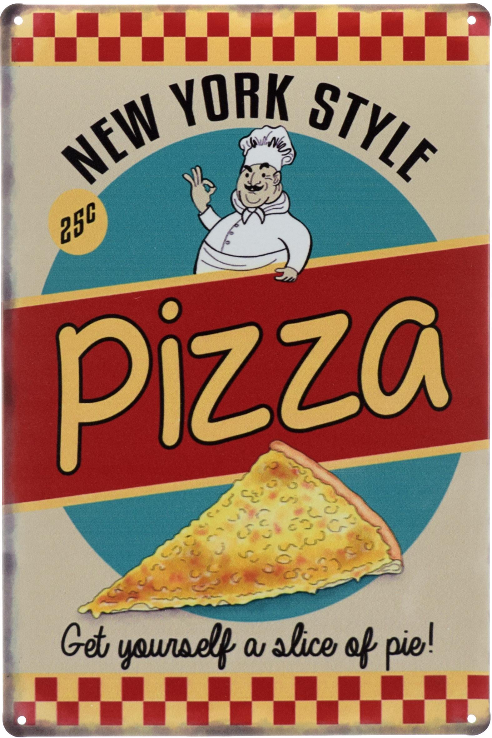 Табличка металлическая Пицца Стиль Нью-Йорка/Pizza New York Style 20x30 см