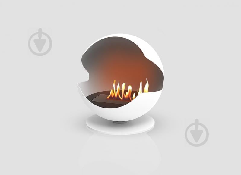 Дизайнерский напольный камин на биотопливе, биокамин Gloss Fire Sfera-m2 Белый