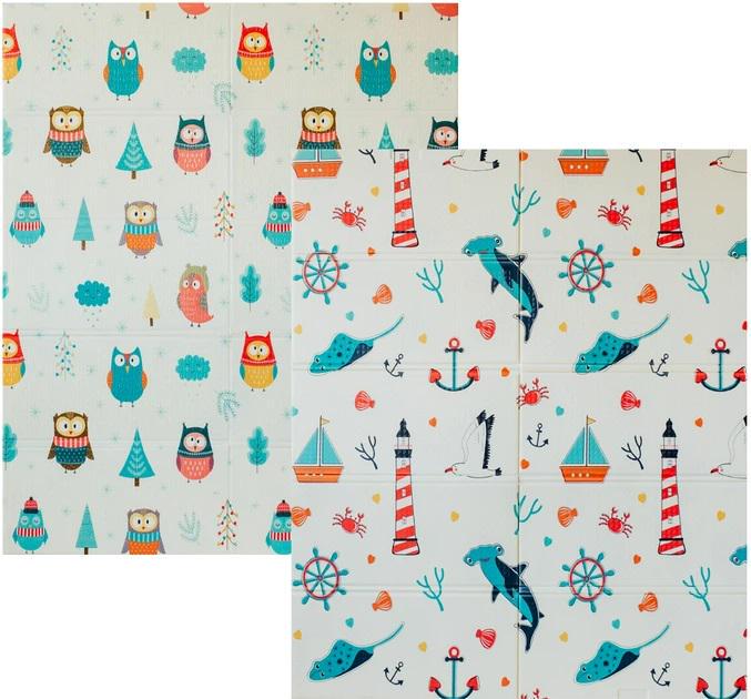 Коврик детский двусторонний складной Морской сезон и Зимние совушки (1-25-9915)