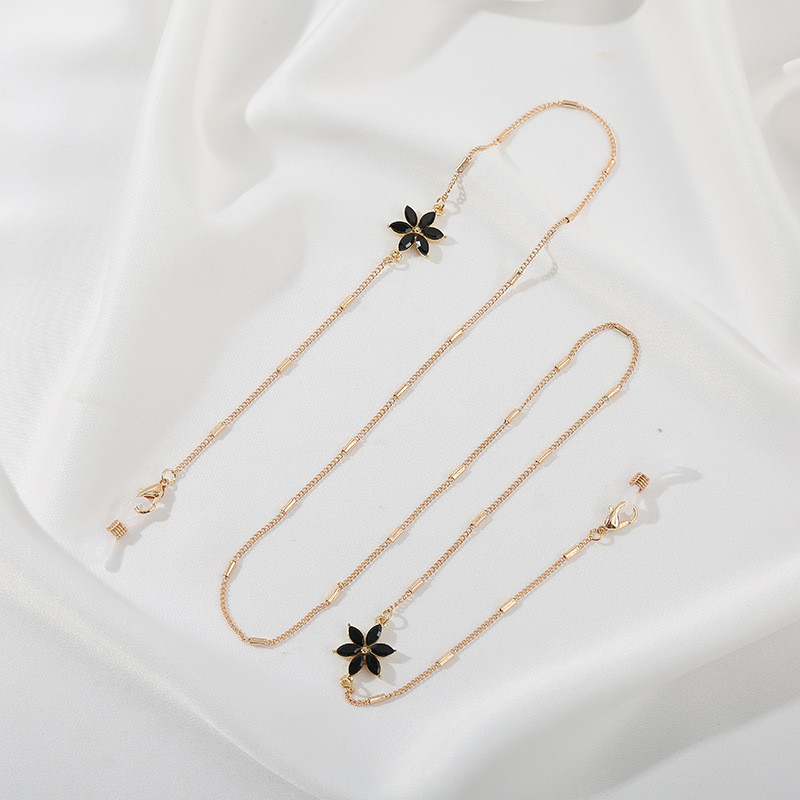 Ланцюжок для окулярів з квітками 1 9570 Чорний із золотистим (4506434) Ланцюжок для окулярів з квітками 1 9570 Чорний із золотистим (4506434)