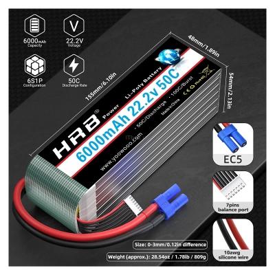 Акумулятор для дрона HRB Lipo XT60 Plug 6s 22,2V 6000 mAh 50C (HR-6000MAH-6S-50C-XT60) - фото 3