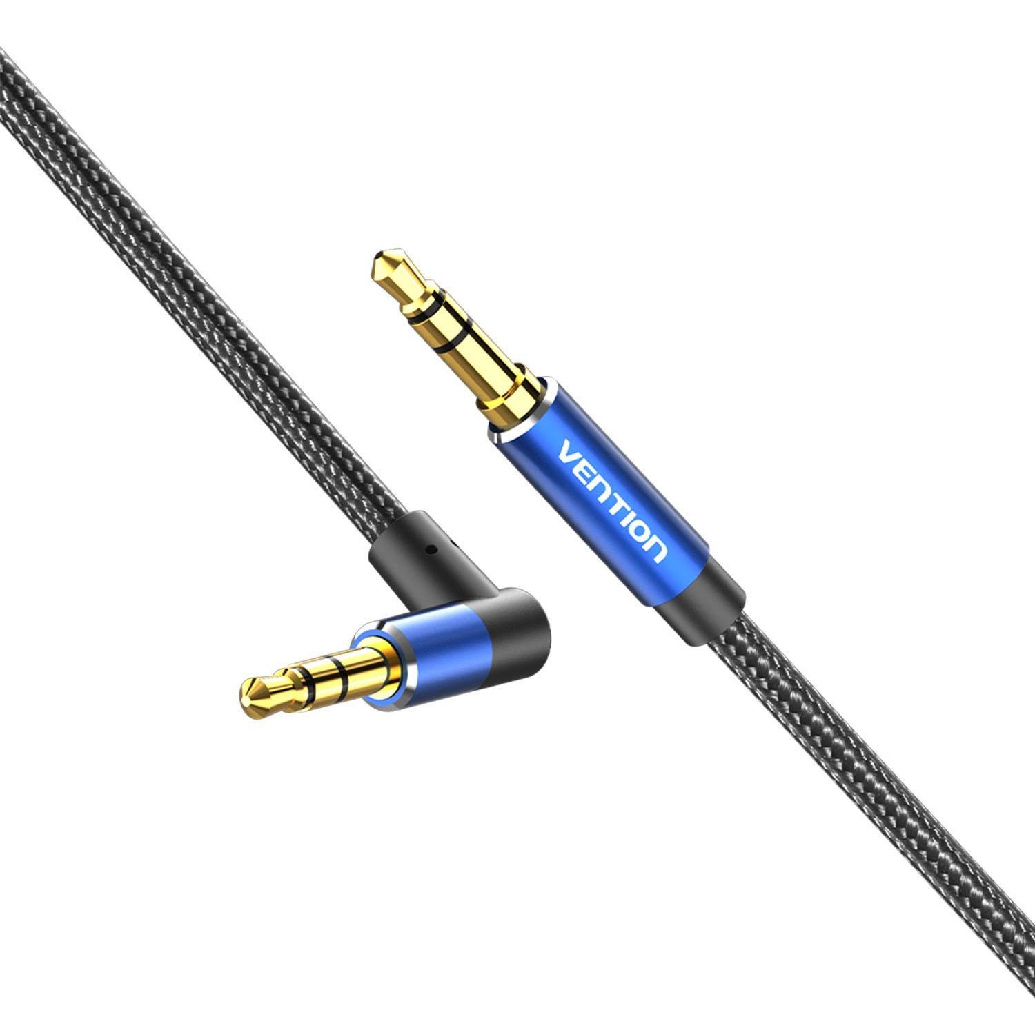 Аудиокабель AUX угловой Vention 3,5 мм 2 м Синий (BAZLH)