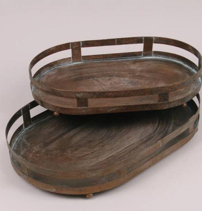 Комплект металлических подносов 2 шт. Состаренная медь (34550)