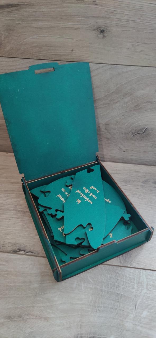 Пазл деревянный в форме сердца 12 причин почему Я тебя люблю в деревянной коробочке (KG-5099)